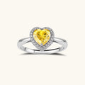 Golden Heart Halo Ring In 925 Sterling Silver With Moissanite
