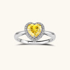 Golden Heart Halo Ring In 925 Sterling Silver With Moissanite