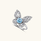 Blue Butterfly Moissanite Ring For Women In 925 Sterling Silver