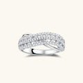 Infinity Crossover Ring For Women In 925 Sterling Silver With Moissanite