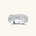 Infinity Crossover Ring For Women In 925 Sterling Silver With Moissanite