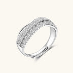 Infinity Crossover Ring For Women In 925 Sterling Silver With Moissanite