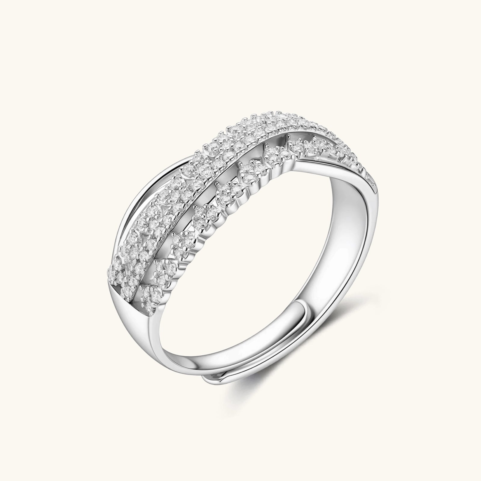 Infinity Crossover Ring For Women In 925 Sterling Silver With Moissanite