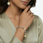 Baroque Pearl Crystal Bracelet For Women In 14K Gold Plated Eco-Brass