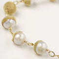 Golden Mesh Pearl Bracelet For Women In 14K Gold Plated Eco-Brass