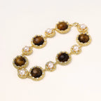 Tiger's Eye Pearl Wisdom Bracelet In 14K Gold Plated Eco-Brass