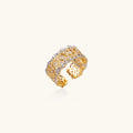 Lattice Luxe Ring In 18K Gold Plated Eco-Brass With Zirconia