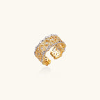 Lattice Luxe Ring In 18K Gold Plated Eco-Brass With Zirconia