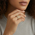 Lattice Luxe Ring In 18K Gold Plated Eco-Brass With Zirconia