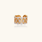 Honeycomb Crystal Power Ring In 18K Gold Plated Eco-Brass With Zirconia