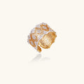 Honeycomb Crystal Power Ring In 18K Gold Plated Eco-Brass With Zirconia