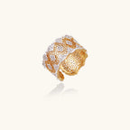 Honeycomb Crystal Power Ring In 18K Gold Plated Eco-Brass With Zirconia