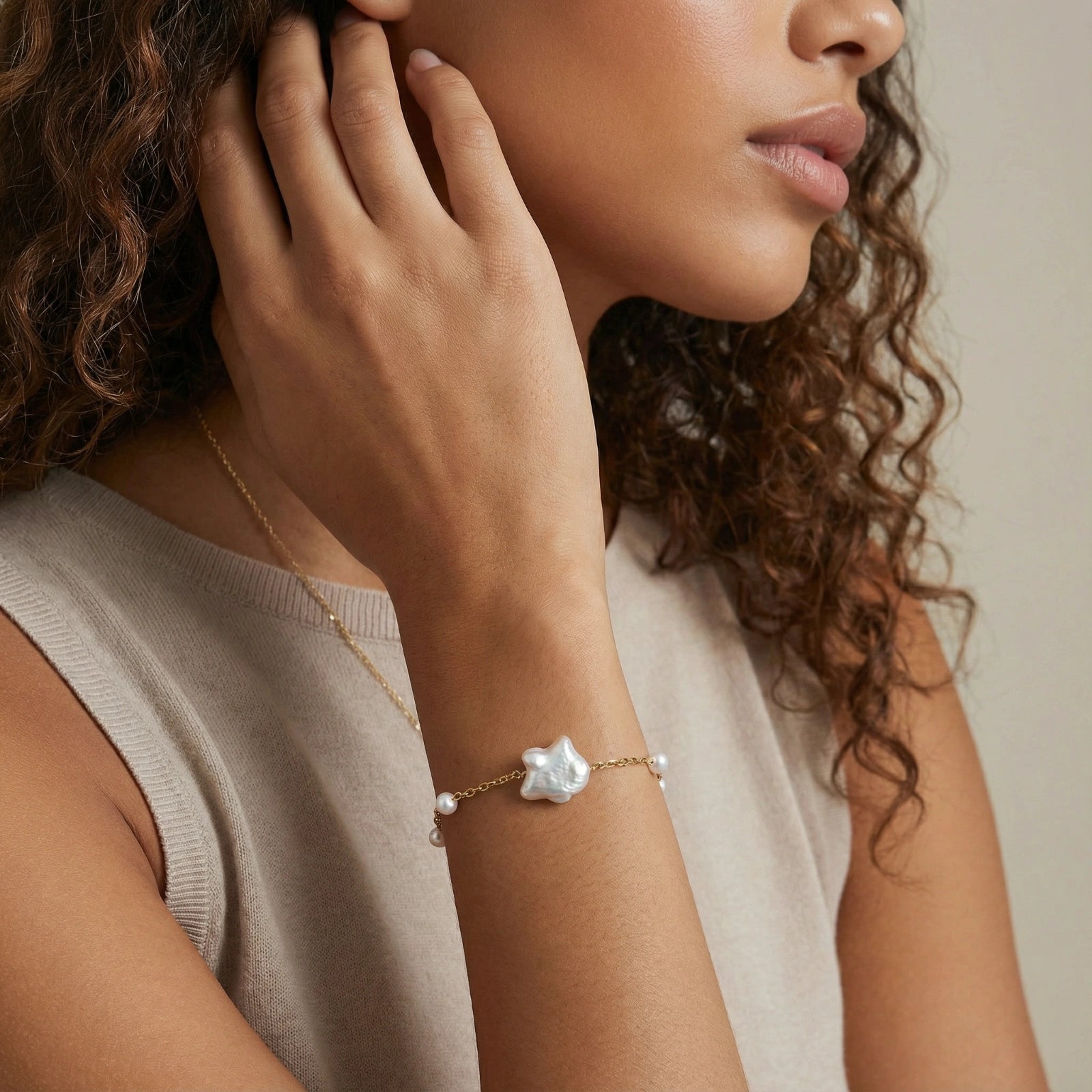 Pearl Harmony Bracelet For Women In 18K Gold Plated Sterling Silver