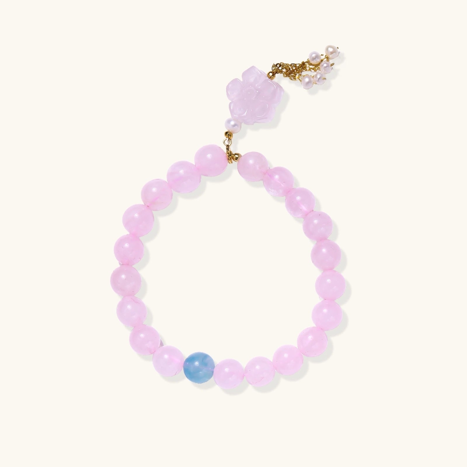Rose Quartz Dreams Bracelet In 18K Gold Plated Sterling Silver With Freshwater Pearl