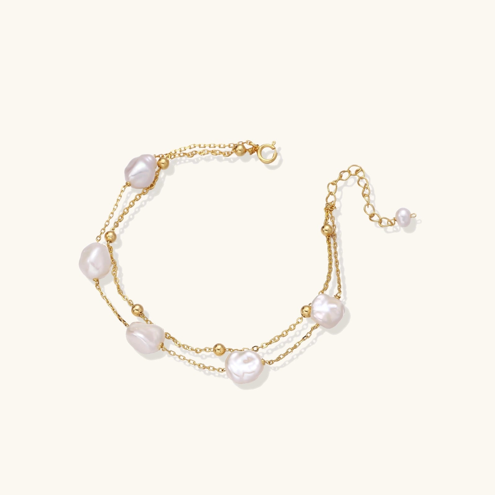 Baroque Pearl Layered Bracelet In 18K Gold Plated Sterling Silver