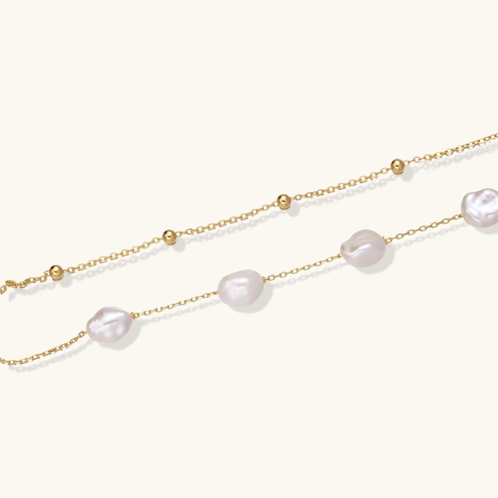 Baroque Pearl Layered Bracelet In 18K Gold Plated Sterling Silver