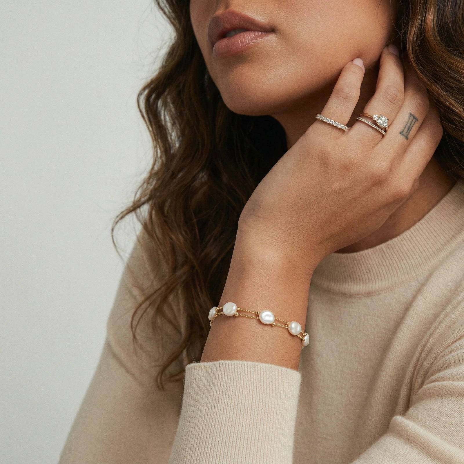 Baroque Pearl Layered Bracelet In 18K Gold Plated Sterling Silver