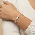 Baroque Pearl Chain Bracelet For Women In Rhodium Plated 925 Sterling Silver