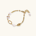 Golden Pearl Chain Bracelet For Women In 14K Gold Plated Eco-Brass