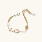 Golden Pearl Chain Bracelet For Women In 14K Gold Plated Eco-Brass