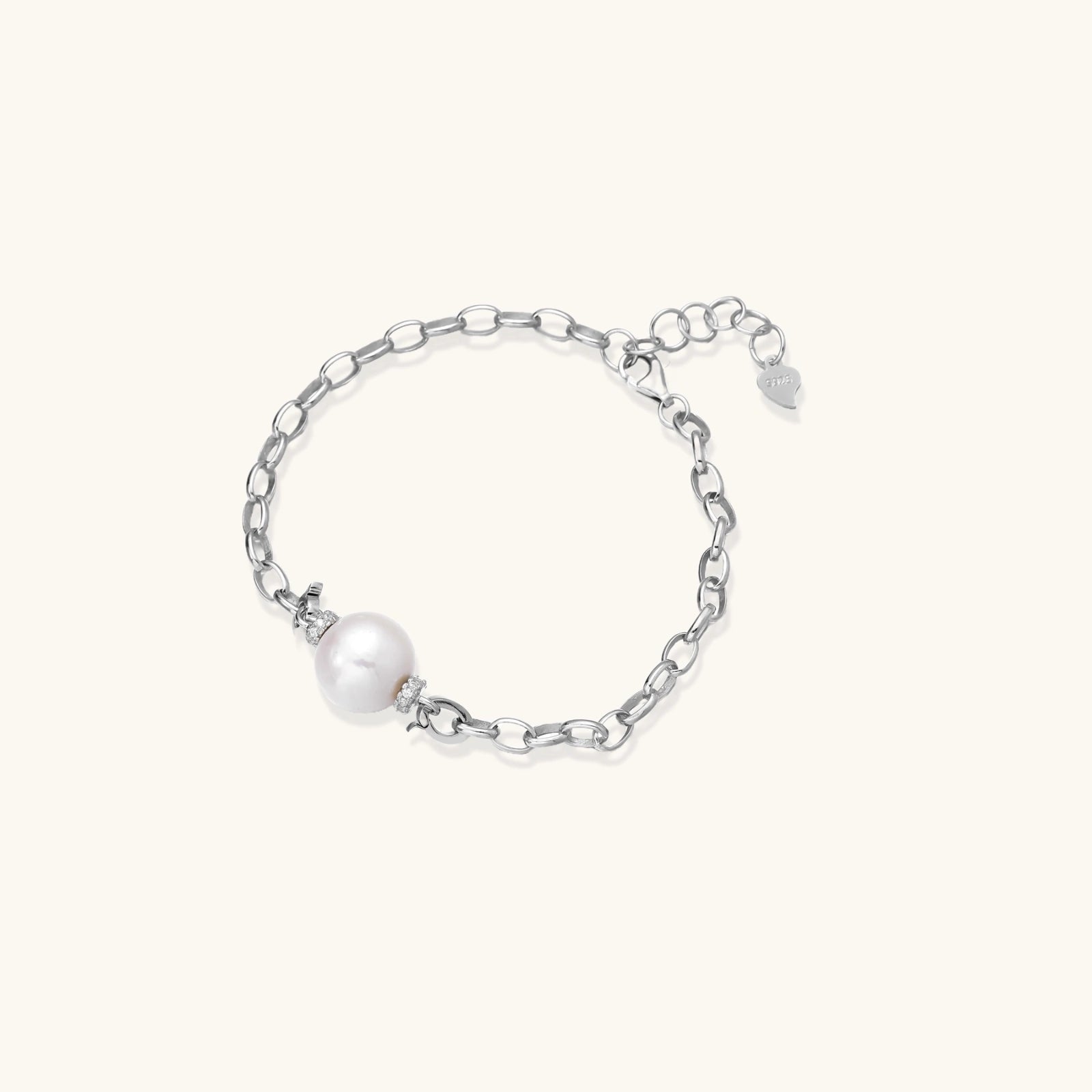 Pearl Chain Bracelet For Women In Rhodium Plated 925 Sterling Silver