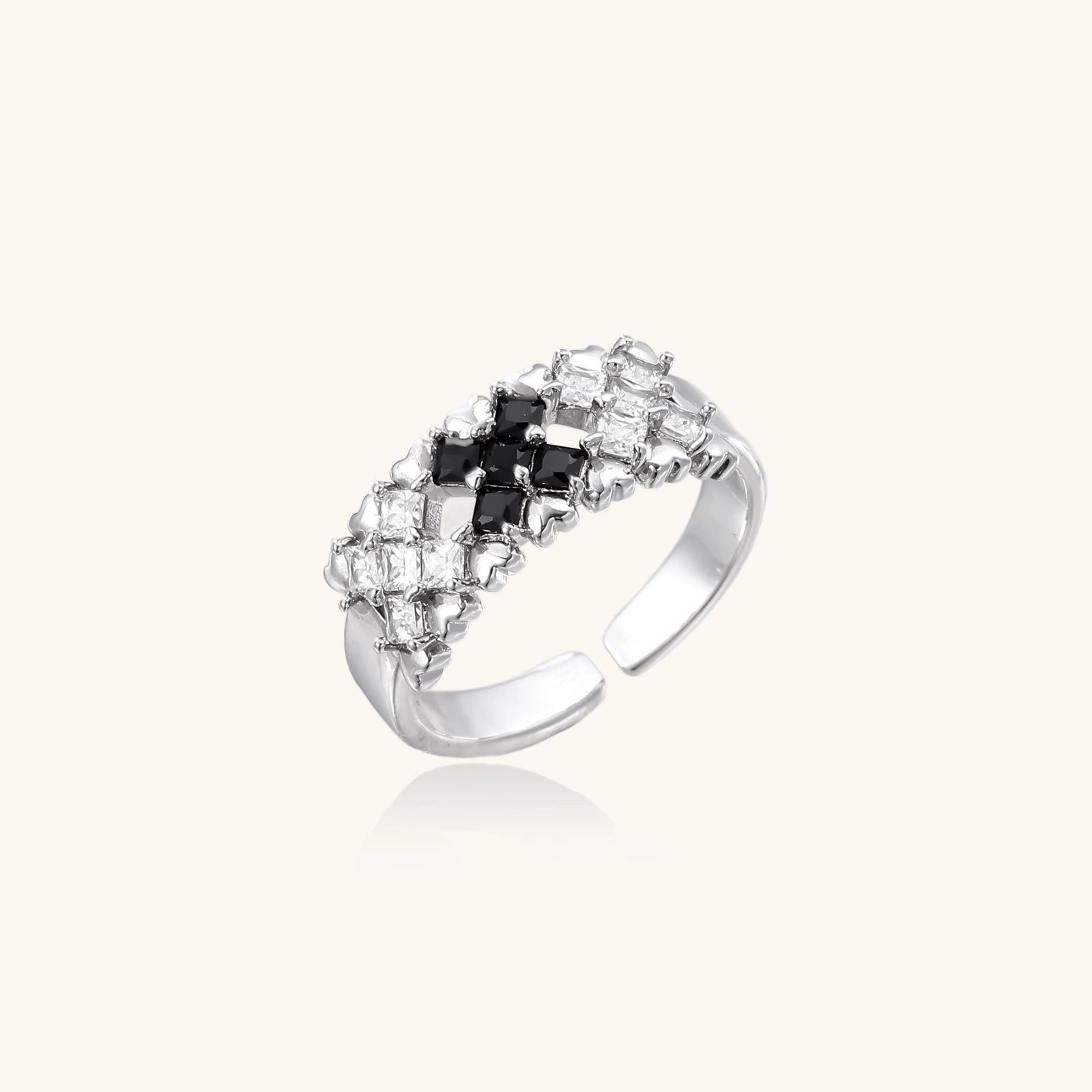 Pixel Dream Ring For Women In White Gold Plated Eco-Brass