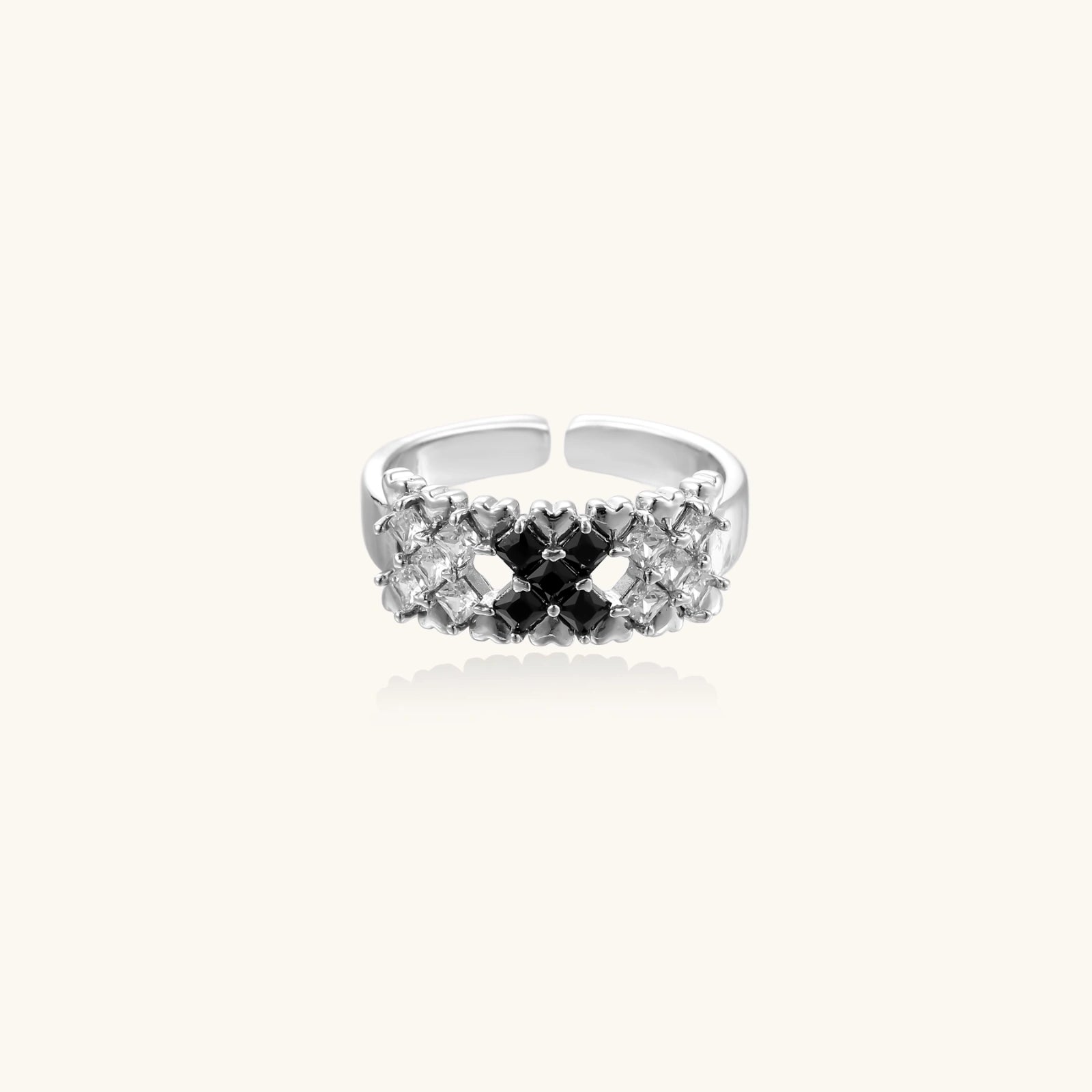 Pixel Dream Ring For Women In White Gold Plated Eco-Brass