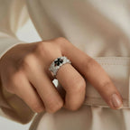 Pixel Dream Ring For Women In White Gold Plated Eco-Brass