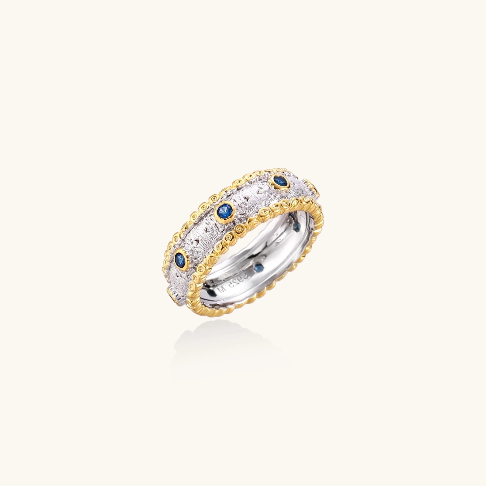 Azure Dreams Band Ring In 24K Gold Vermeil With Blue Zirconia