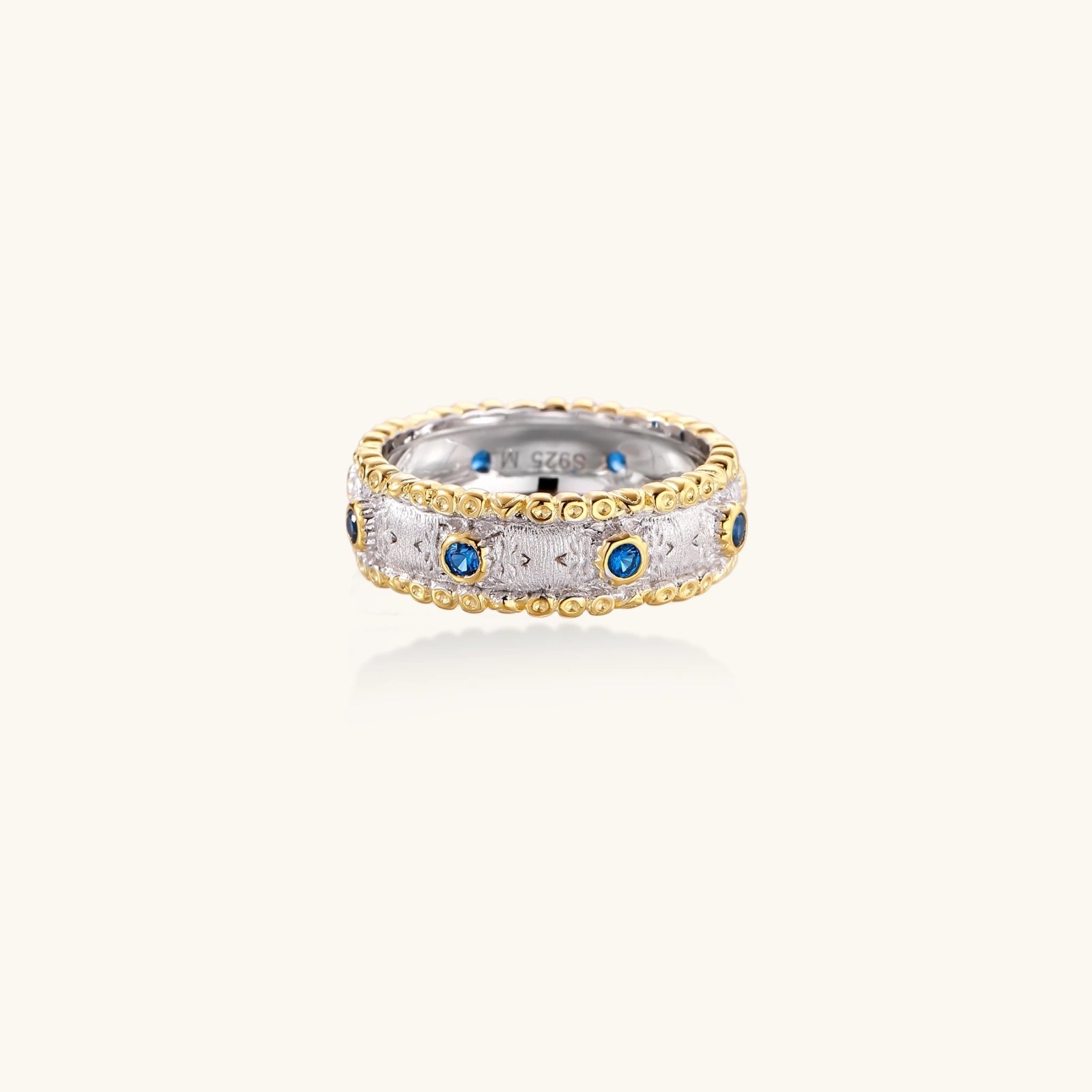 Azure Dreams Band Ring In 24K Gold Vermeil With Blue Zirconia