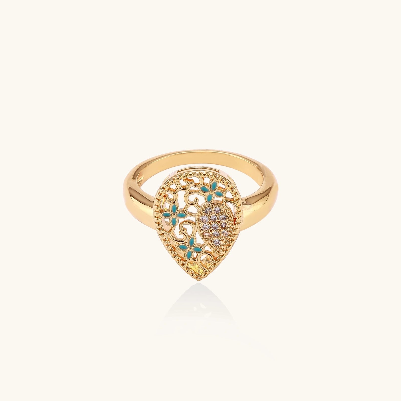 Enchanted Heart Ring In 18K Gold Plated Eco-Brass With Cubic Zirconia