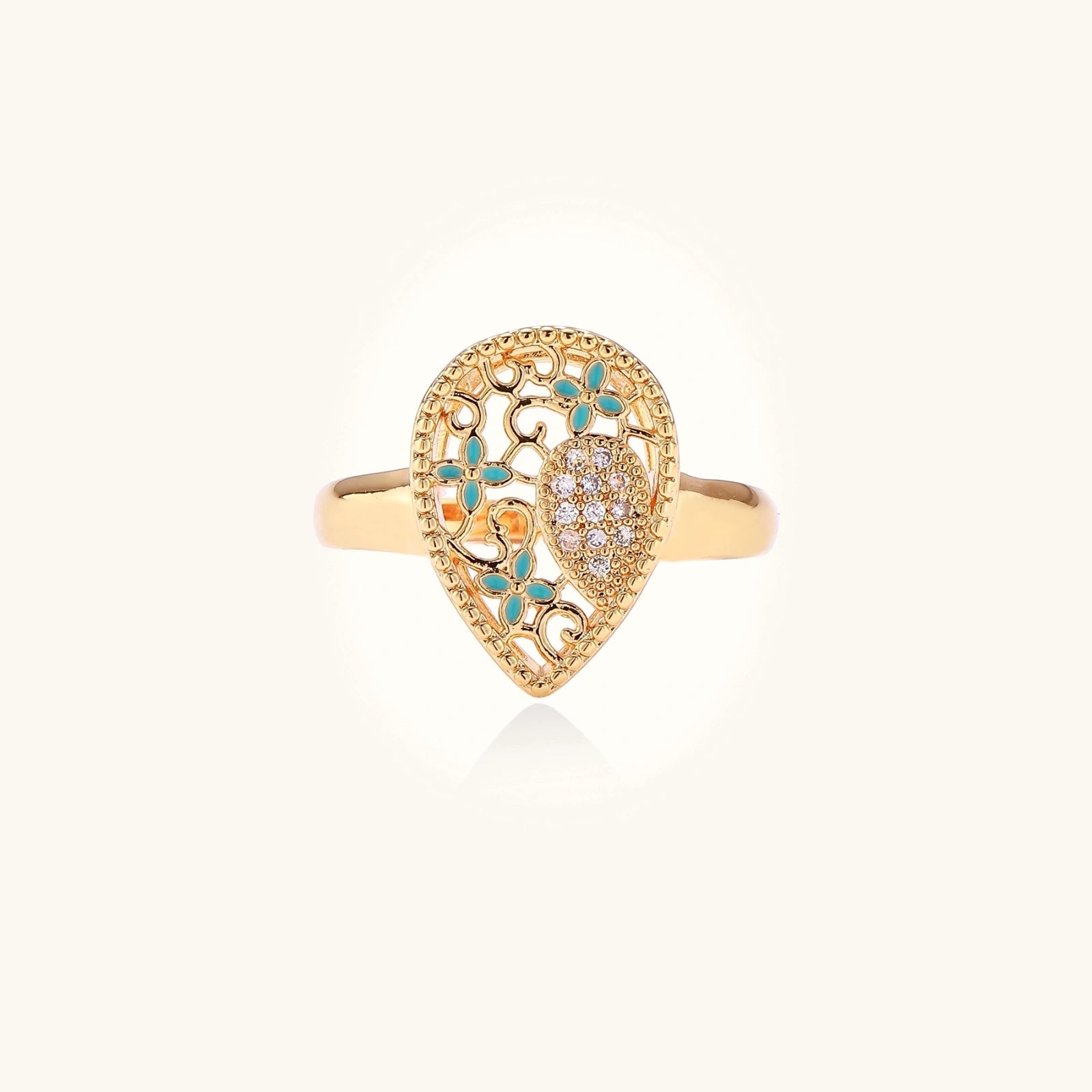 Enchanted Heart Ring In 18K Gold Plated Eco-Brass With Cubic Zirconia