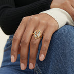 Enchanted Heart Ring In 18K Gold Plated Eco-Brass With Cubic Zirconia