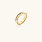 Celestial Band Ring For Women In 14K Gold Plated Stainless Steel With Zirconia
