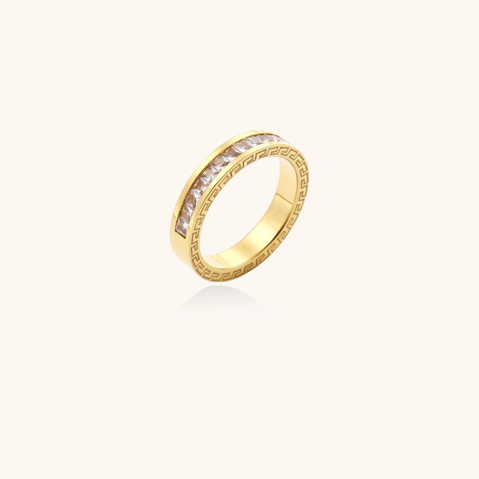 Celestial Band Ring For Women In 14K Gold Plated Stainless Steel With Zirconia