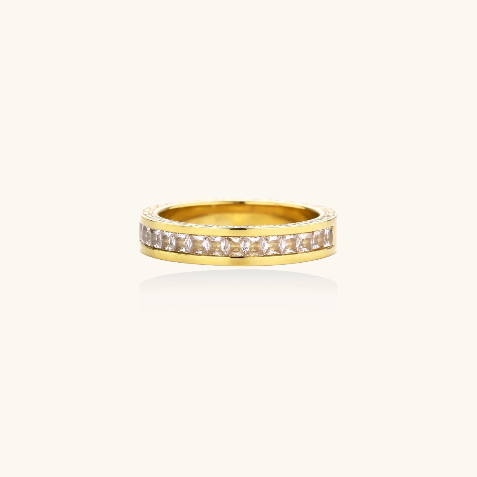 Celestial Band Ring For Women In 14K Gold Plated Stainless Steel With Zirconia