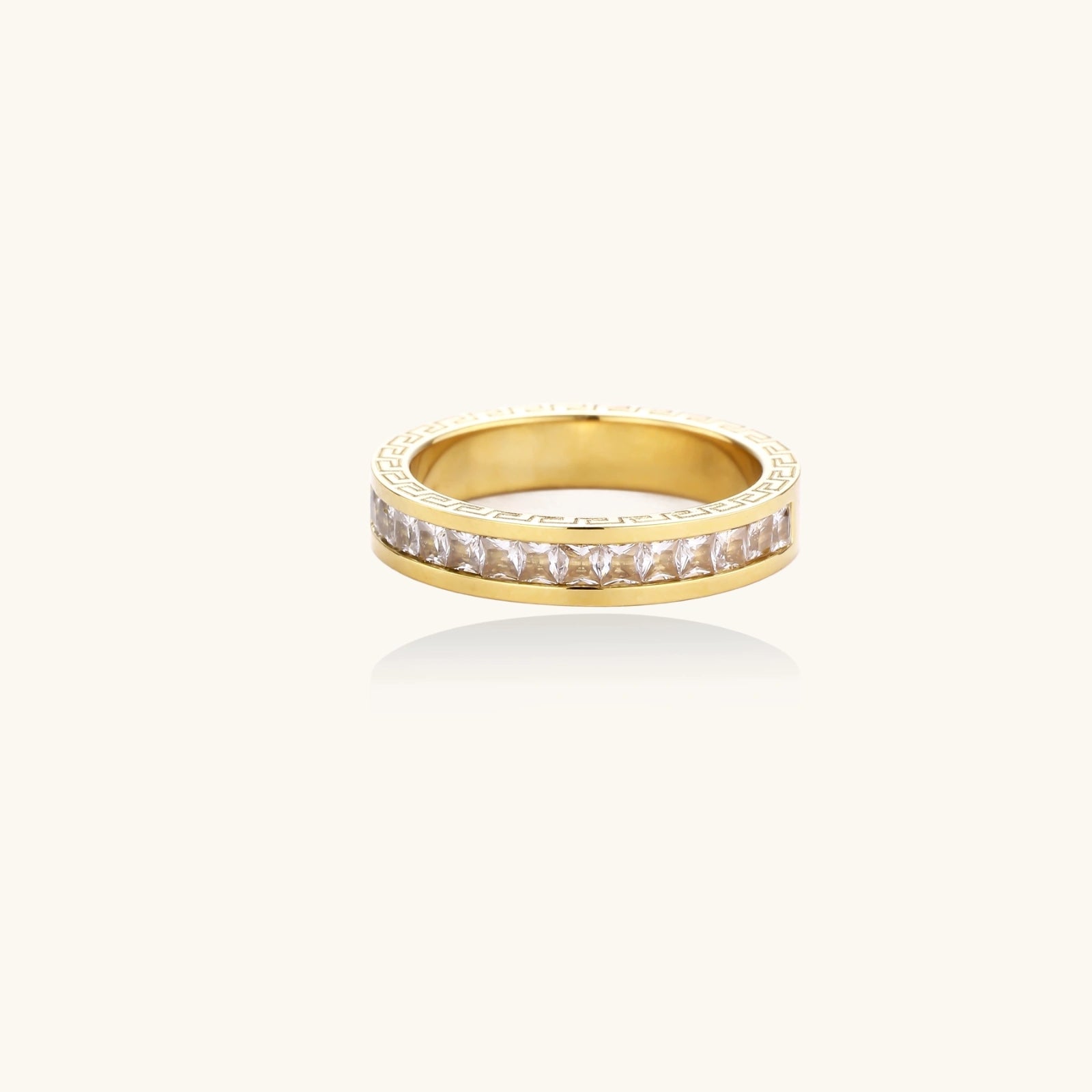 Celestial Band Ring For Women In 14K Gold Plated Stainless Steel With Zirconia