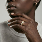 Celestial Band Ring For Women In 14K Gold Plated Stainless Steel With Zirconia