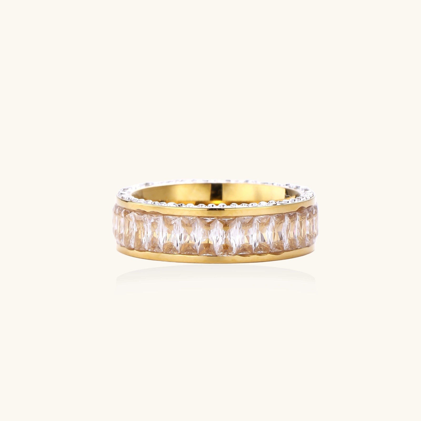 Crystal Empire Ring For Women In 14K Gold Plated Stainless Steel