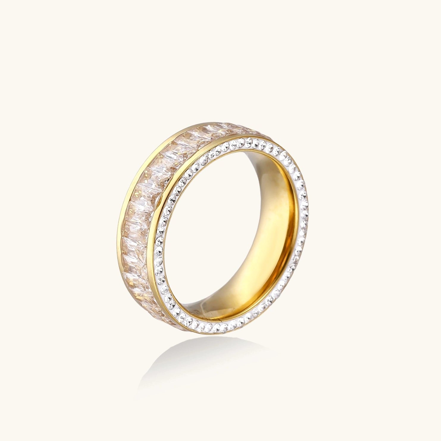 Crystal Empire Ring For Women In 14K Gold Plated Stainless Steel