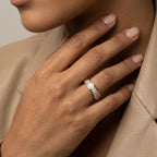 Crystal Empire Ring For Women In 14K Gold Plated Stainless Steel