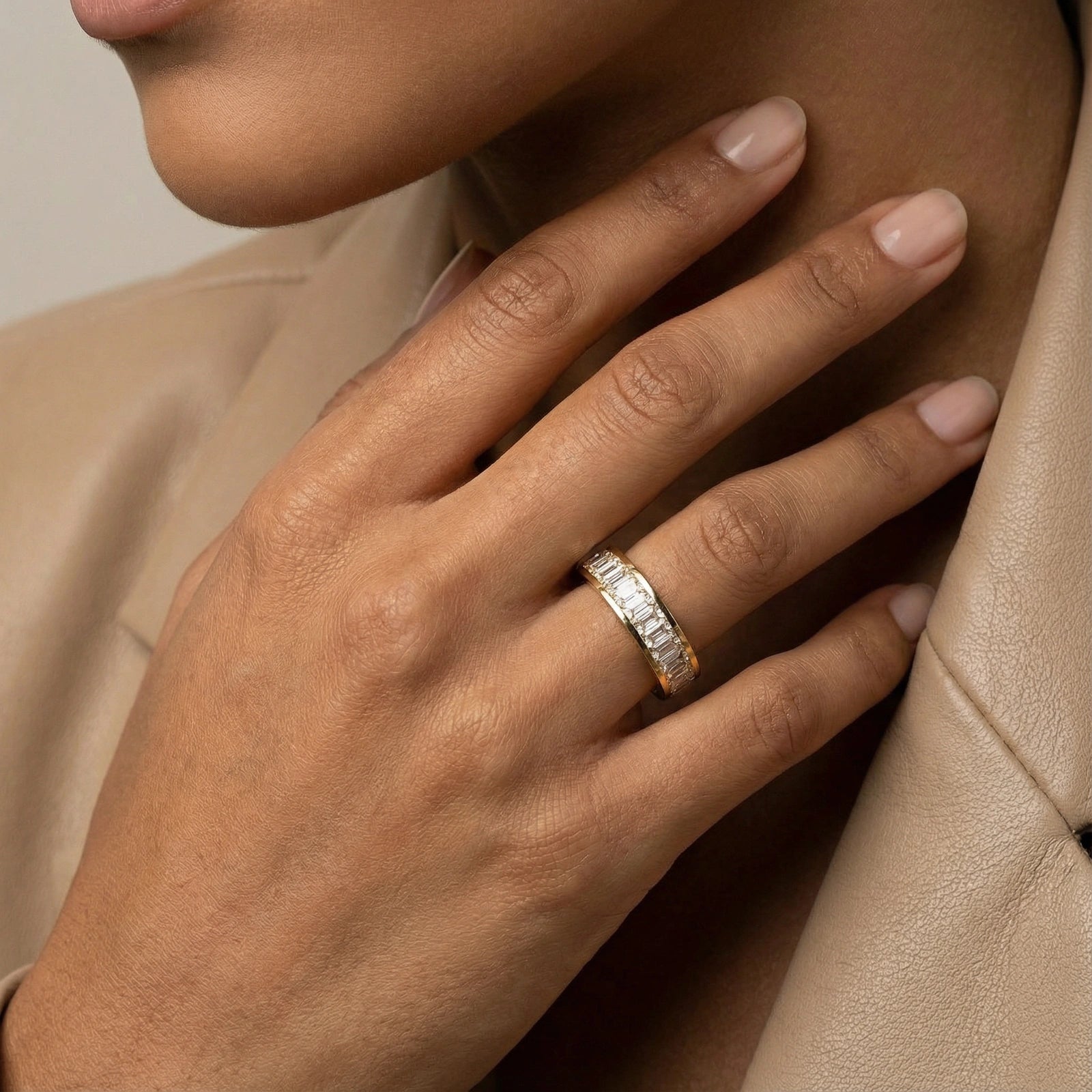 Crystal Empire Ring For Women In 14K Gold Plated Stainless Steel