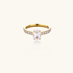 Forever Oval Ring For Women In 14K Gold Plated Stainless Steel