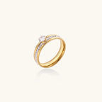 Eternal Promise Ring For Women In 14K Gold Plated Stainless Steel With Rhinestone