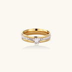 Eternal Promise Ring For Women In 14K Gold Plated Stainless Steel With Rhinestone