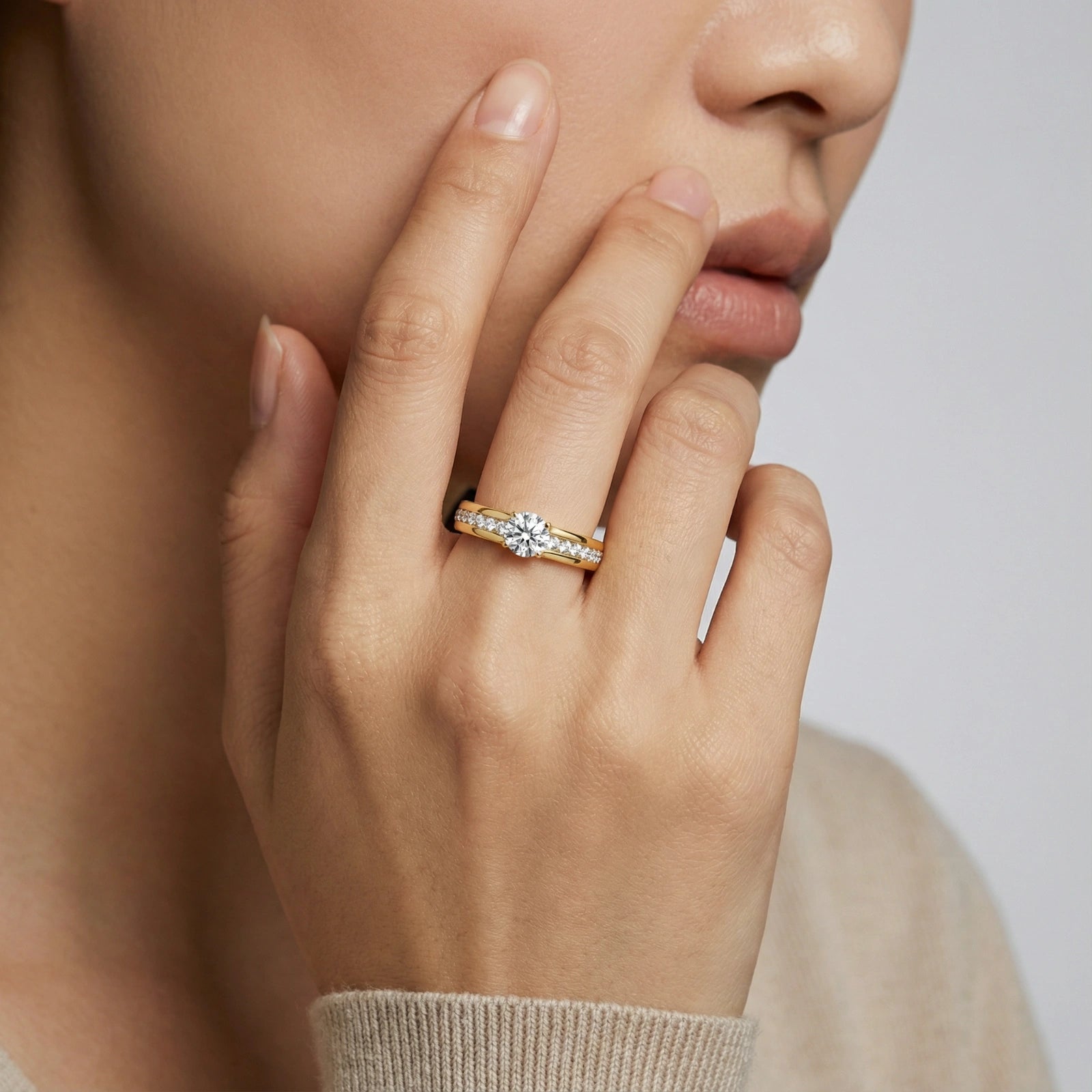 Eternal Promise Ring For Women In 14K Gold Plated Stainless Steel With Rhinestone