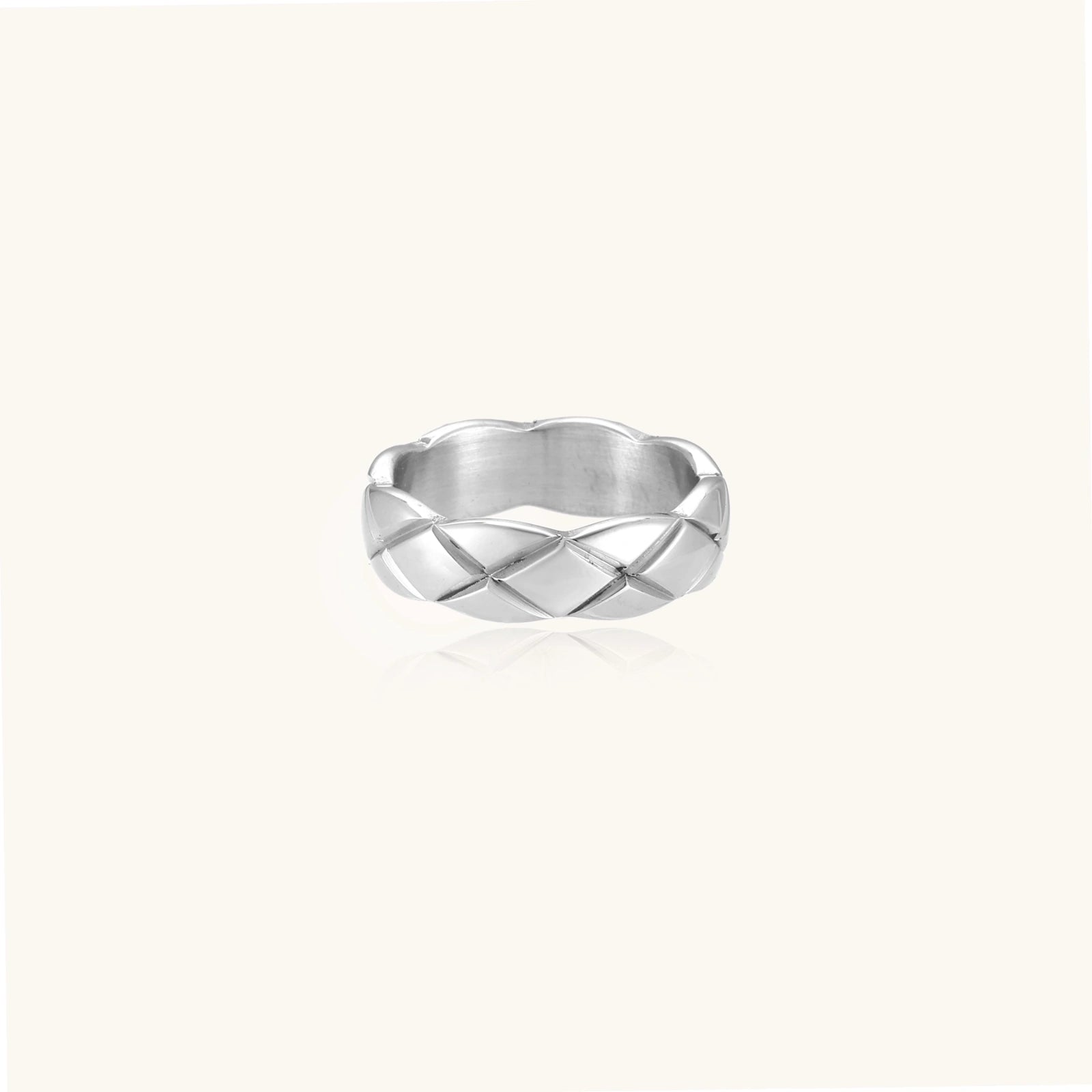 Quilted Steel Ring For Women In  304 Stainless Steel
