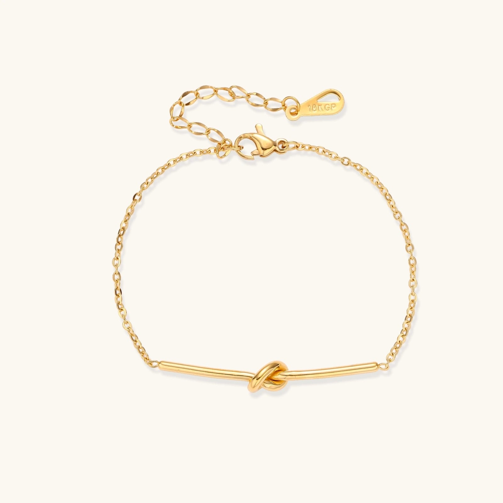 Twisted Knot Bar Bracelet For Women In 18K Gold Plated Stainless Steel