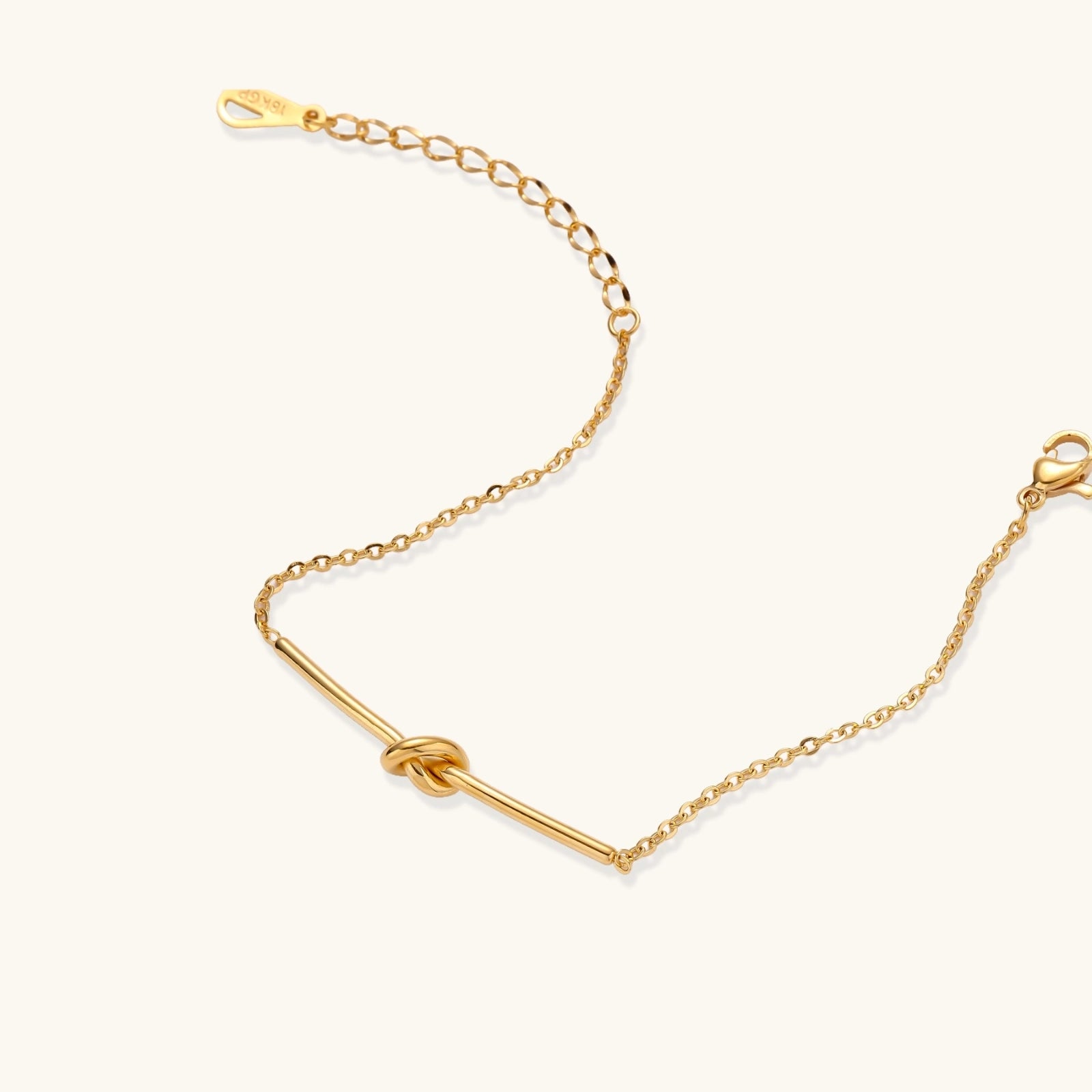 Twisted Knot Bar Bracelet For Women In 18K Gold Plated Stainless Steel