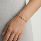 Twisted Knot Bar Bracelet For Women In 18K Gold Plated Stainless Steel